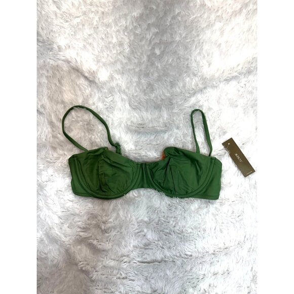J.CREW Balconette Underwire Bikini Top 36B Bralette Green NEW - Picture 2 of 10